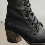 Sophia | Women's Lace-Up Boots With Mid-Calf Design And Block Heel | Vintage