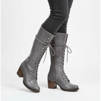 Sophia | Women's Lace-Up Boots With Mid-Calf Design And Block Heel | Vintage