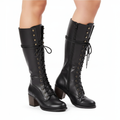 Sophia | Women's Lace-Up Boots With Mid-Calf Design And Block Heel | Vintage