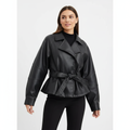 Sophia | Women's Leather Jacket With Belt Detail And Notch Lapel | Chic