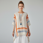 Sophia | Women's Linen Blouse With Draped Fit And Short Sleeves | Casual