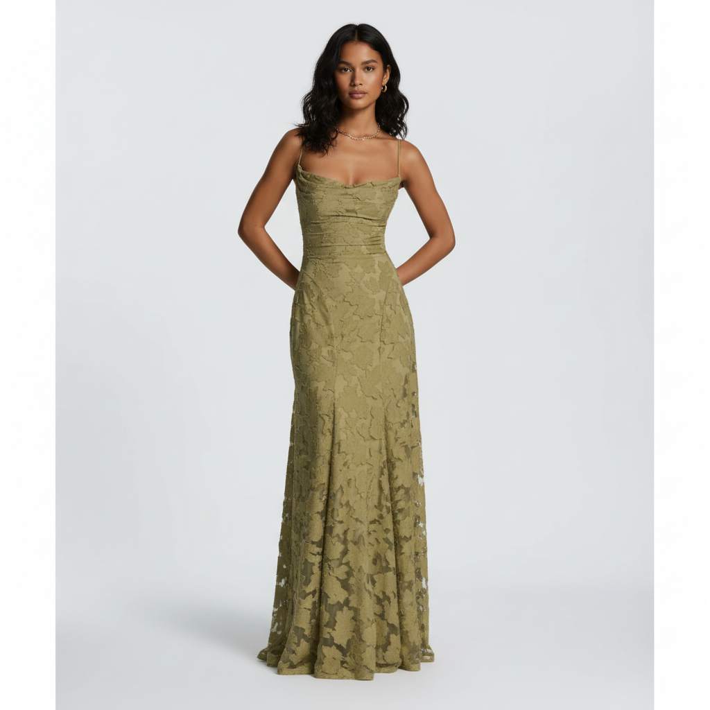 Sophia | Women's Maxi Dress With Spaghetti Straps And Draped Bodice | Elegant