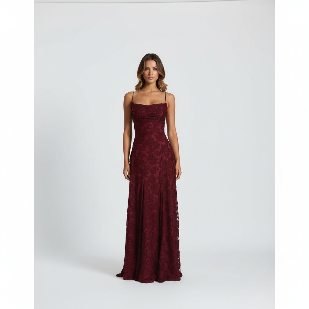 Sophia | Women's Maxi Dress With Spaghetti Straps And Draped Bodice | Elegant