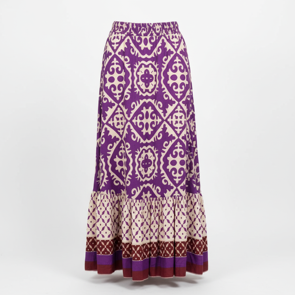 Sophia | Women's Maxi Skirt With Pleated Design And Printed Pattern | Bohemian