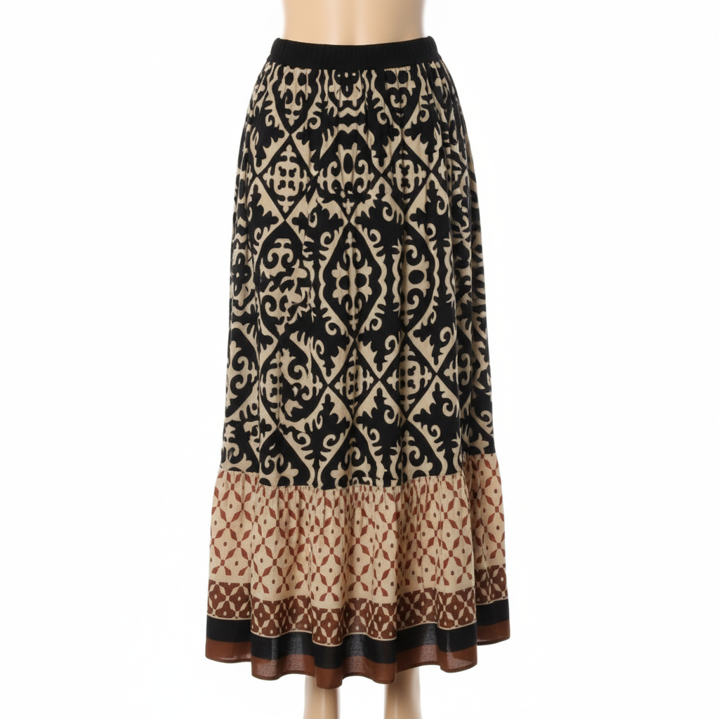Sophia | Women's Maxi Skirt With Pleated Design And Printed Pattern | Bohemian