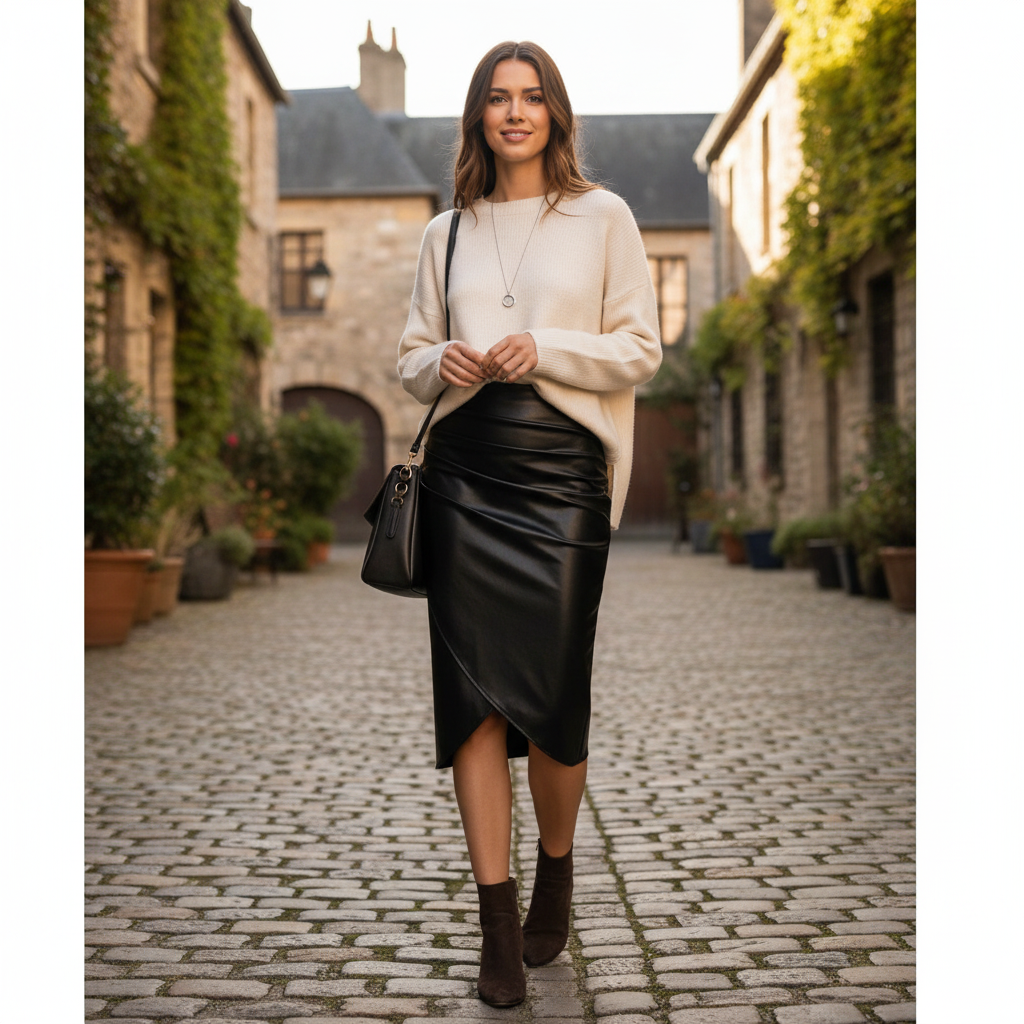 Sophia | Women's Midi Skirt With Ruched Detail And Asymmetric Hem | Chic