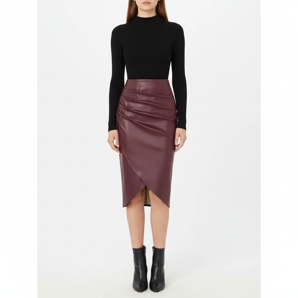 Sophia | Women's Midi Skirt With Ruched Detail And Asymmetric Hem | Chic