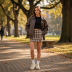 Sophia | Women's Mini Skirt With Check Pattern And Side Slit | Chic