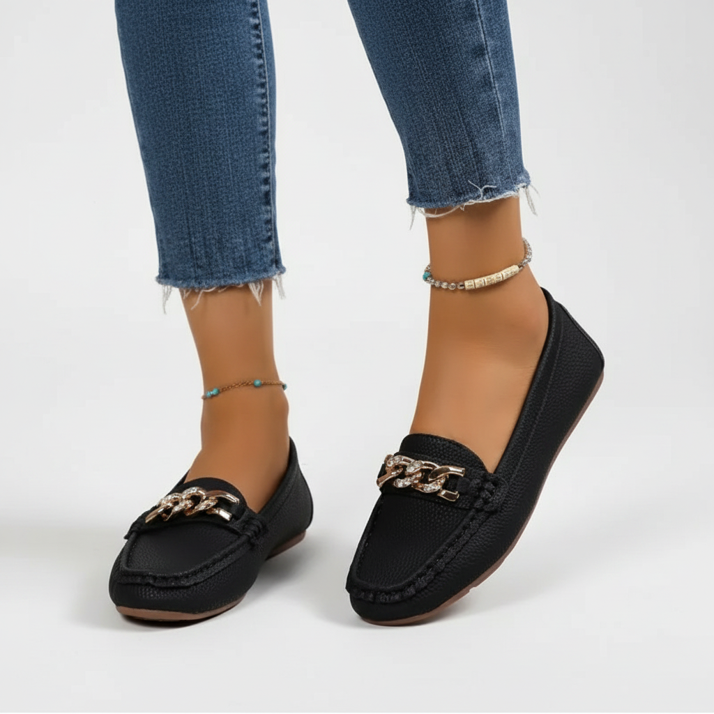 Sophia | Women's Orthopedic Loafers With Gold Hardware And Slip On Design | Elegant