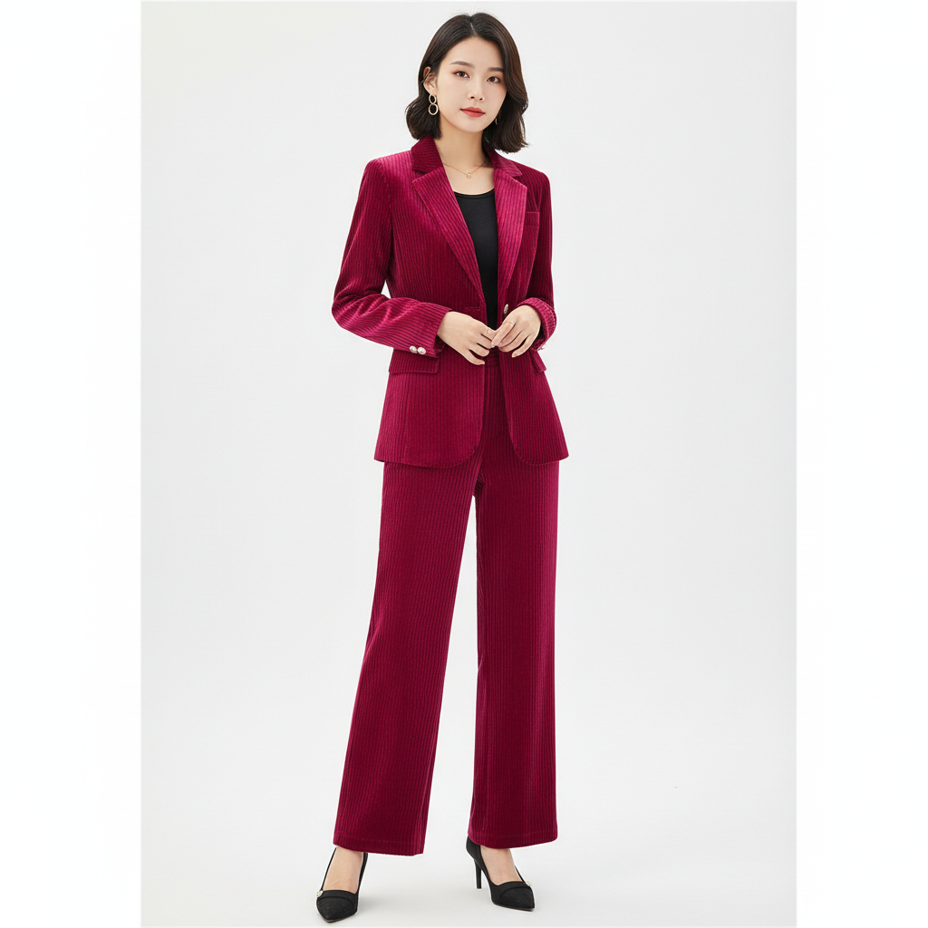 Sophia | Women's Outfit Set With Notch Lapel Blazer And Pleated Pants | Elegant