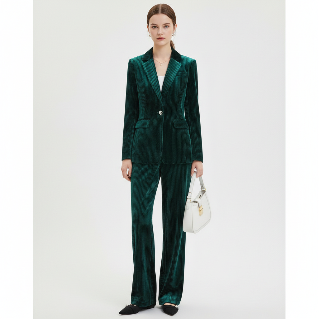 Sophia | Women's Outfit Set With Notch Lapel Blazer And Pleated Pants | Elegant