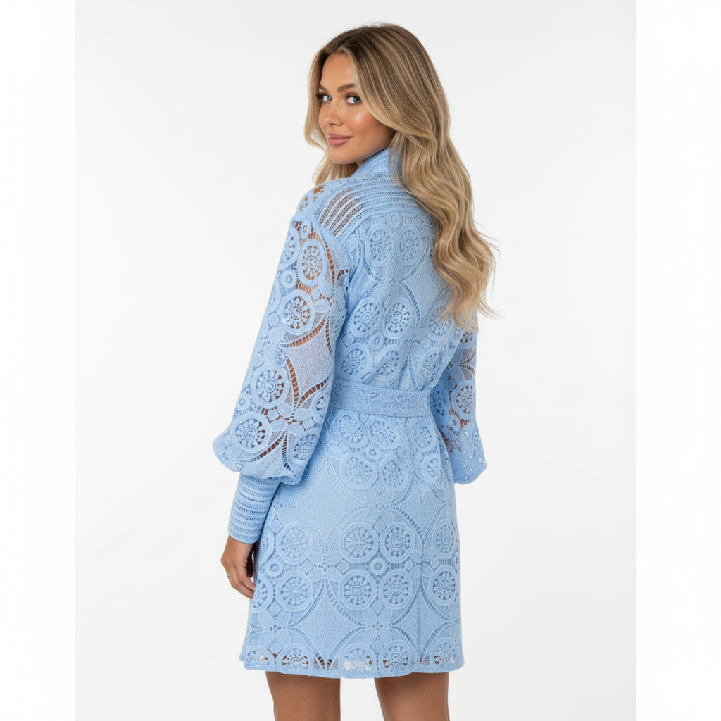 Sophia | Women's Romper With High Neck And Lace Texture | Elegant