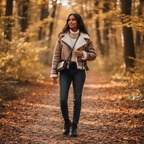 Sophia | Women's Sherpa Jacket With Zip Closure And Belt Detail | Chic
