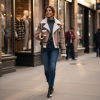 Sophia | Women's Sherpa Jacket With Zip Closure And Belt Detail | Chic