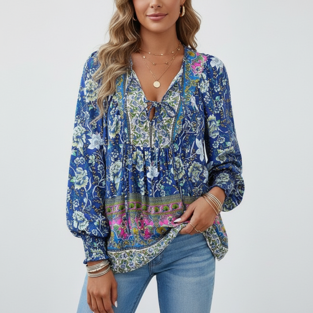 Sophia | Women's Top With Floral Print And Long Sleeves | Casual