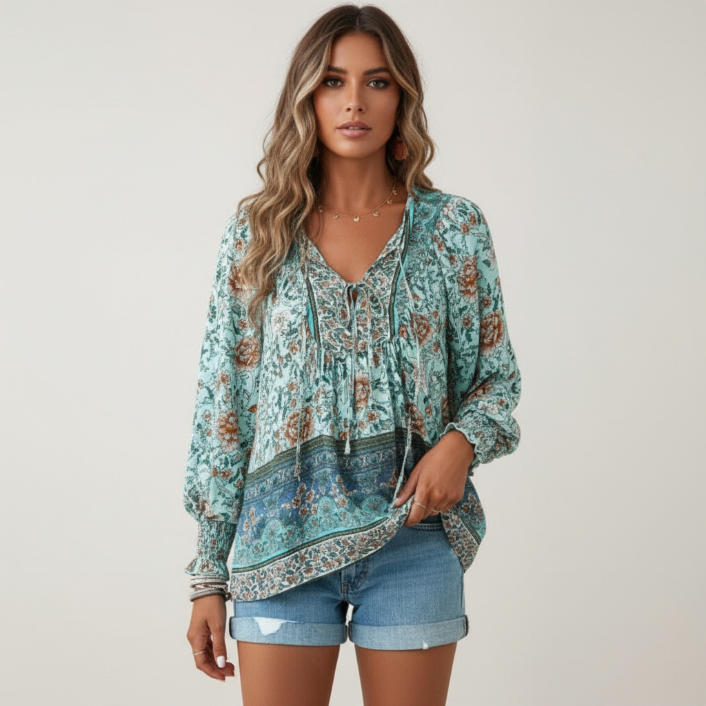 Sophia | Women's Top With Floral Print And Long Sleeves | Casual