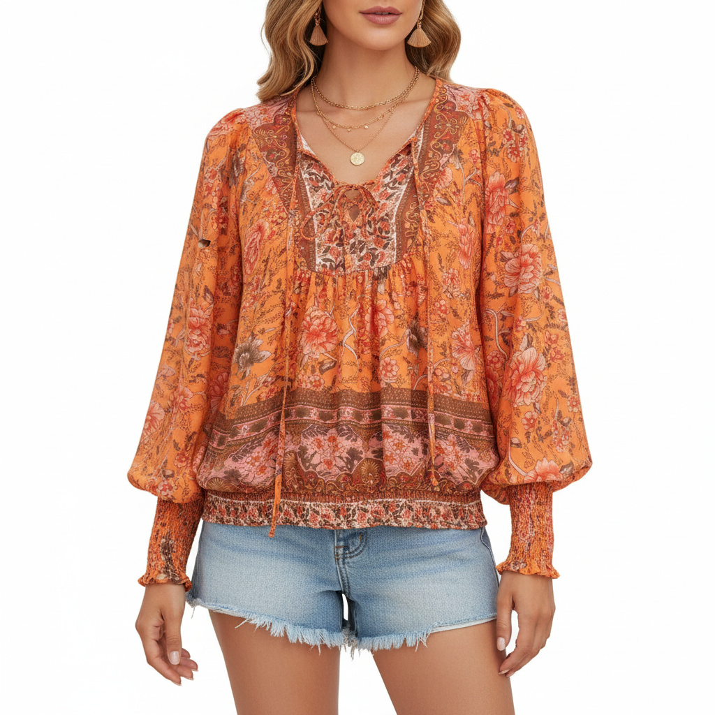 Sophia | Women's Top With Floral Print And Long Sleeves | Casual