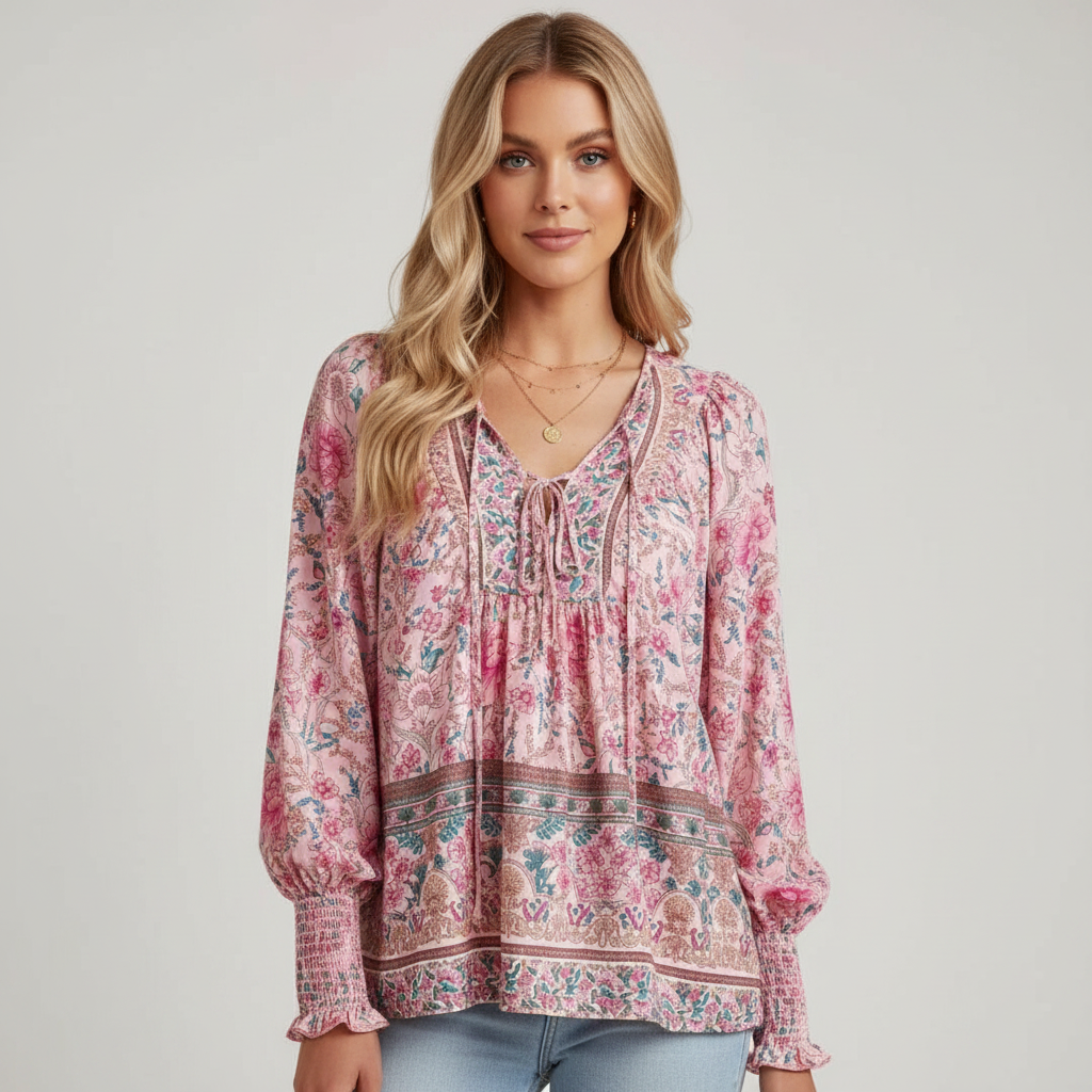 Sophia | Women's Top With Floral Print And Long Sleeves | Casual