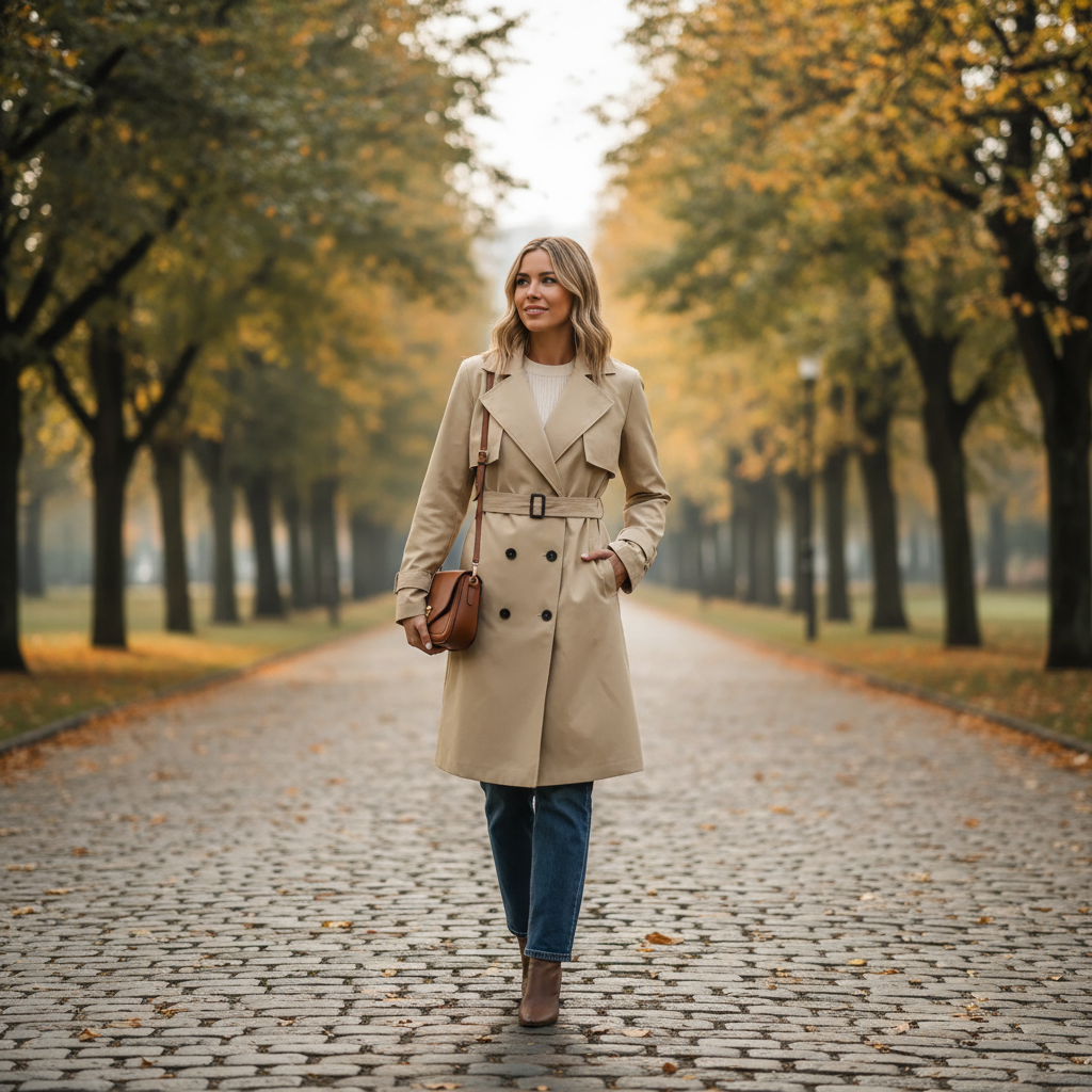 Sophia | Women's Trench Coat With Belted Waist And Double-Breasted Front | Classic