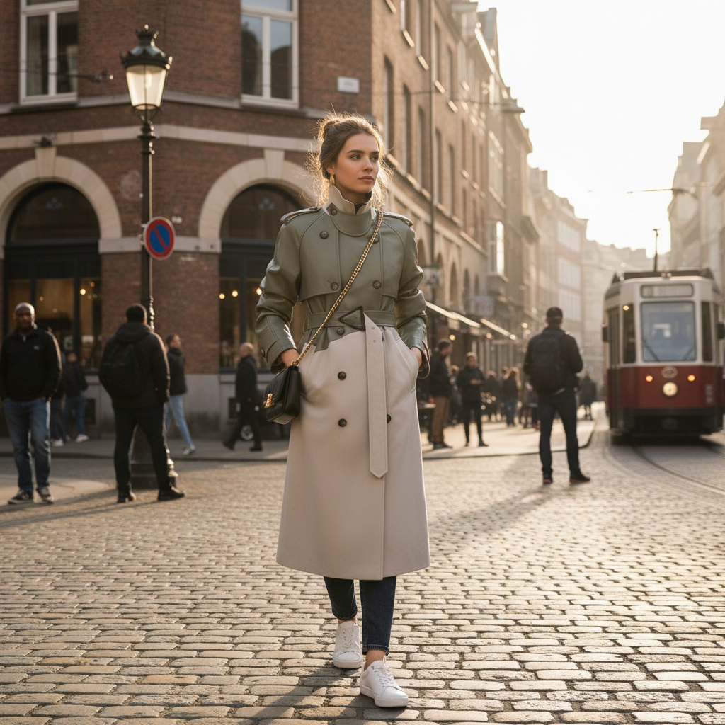 Sophia | Women's Trench Coat With High Neck And Belted Waist | Elegant