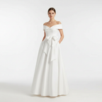 Sophia | Women's Wedding Guest Dress With Off Shoulder Neckline And Bow Detail | Elegant