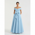 Sophia | Women's Wedding Guest Dress With Off Shoulder Neckline And Bow Detail | Elegant