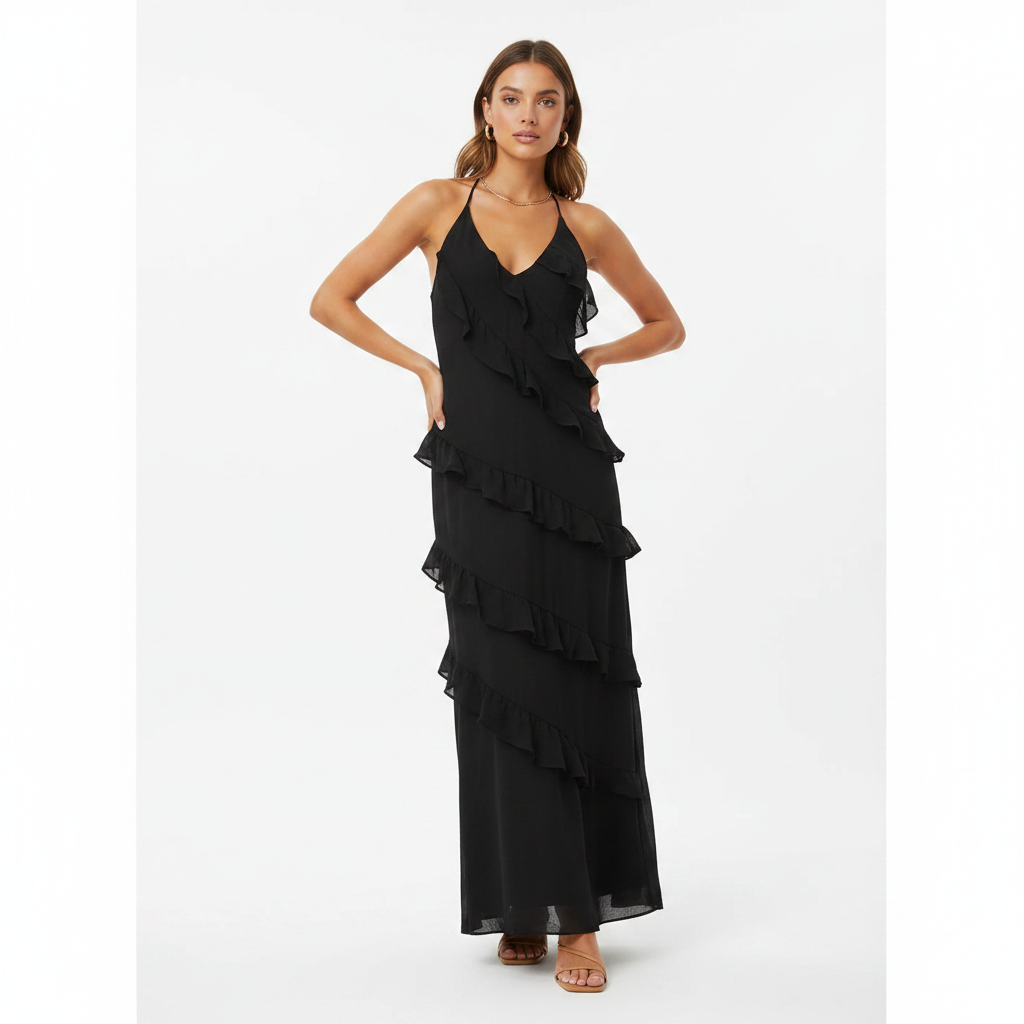 Sophia | Women's Wedding Guest Dress With Sleeveless Design And Ruffle Detail | Elegant