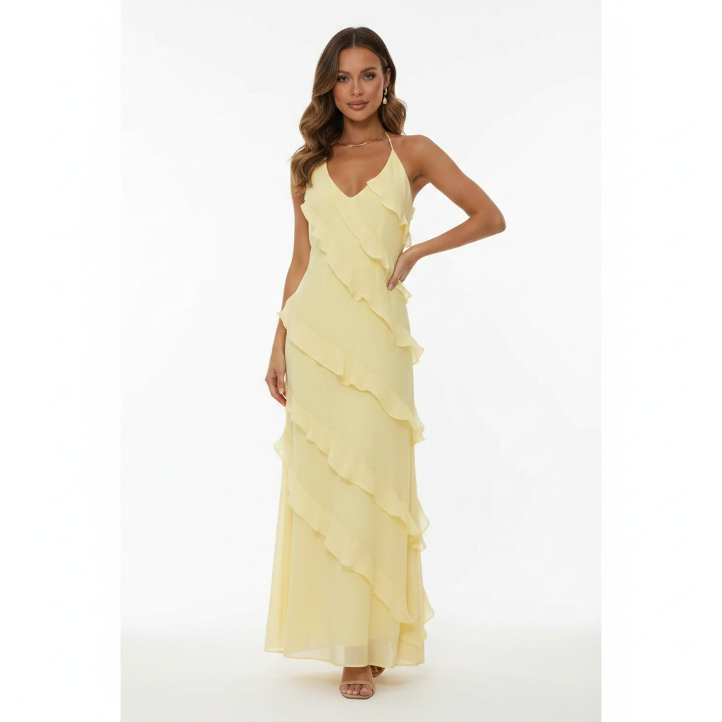 Sophia | Women's Wedding Guest Dress With Sleeveless Design And Ruffle Detail | Elegant