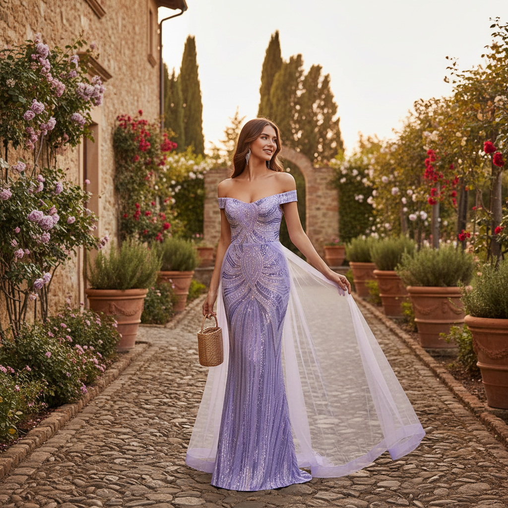 Sophia | Women's Wedding Guest Maxi Dress With Off Shoulder Neckline And Pleated Design | Elegant