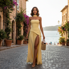 Sophia | Women's Wedding Guest Maxi Dress With Strapless Neckline And Draped Skirt | Elegant