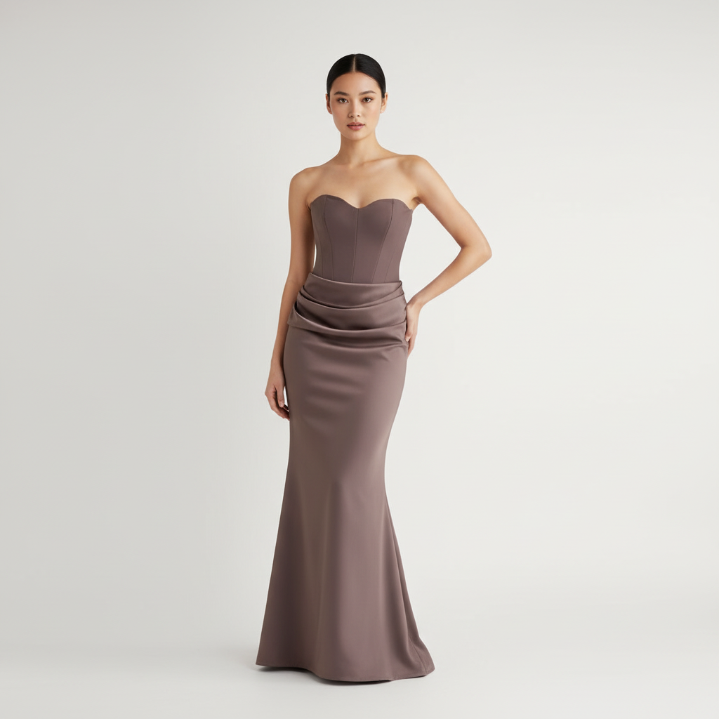 Sophia | Women's Wedding Guest Maxi Dress With Strapless Neckline And Ruched Detail | Elegant