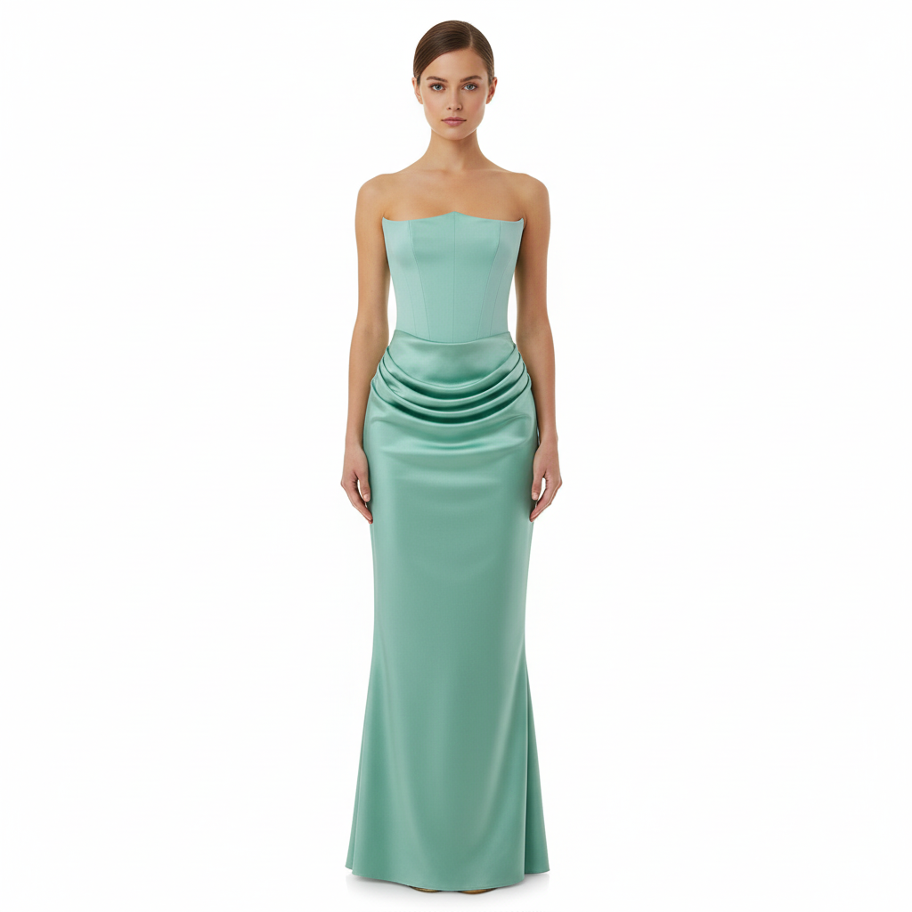 Sophia | Women's Wedding Guest Maxi Dress With Strapless Neckline And Ruched Detail | Elegant