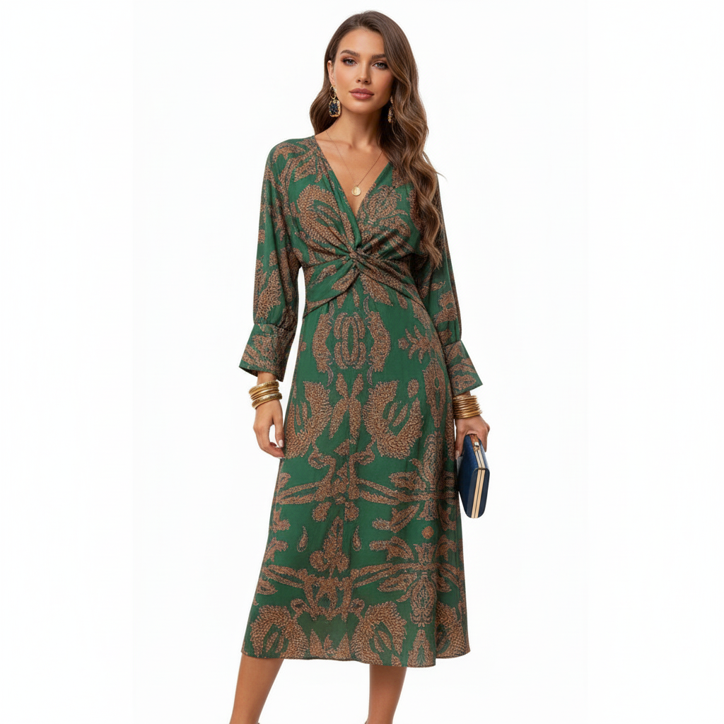 Sophia | Women's Wedding Guest Maxi Dress With V-Neck And Draped Front | Elegant