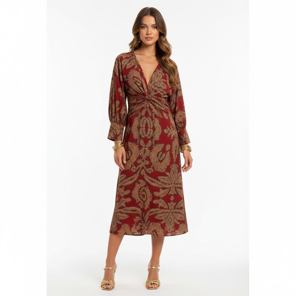 Sophia | Women's Wedding Guest Maxi Dress With V-Neck And Draped Front | Elegant