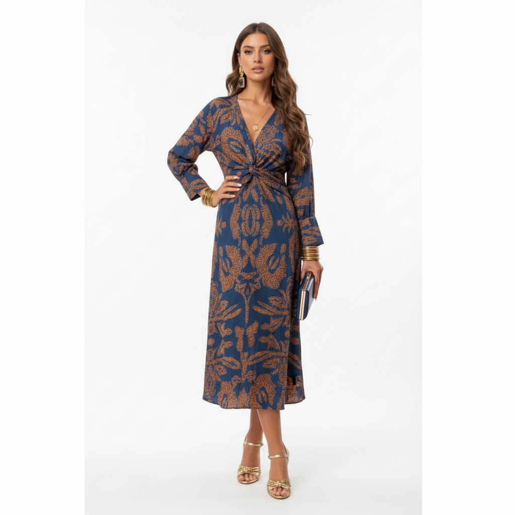 Sophia | Women's Wedding Guest Maxi Dress With V-Neck And Draped Front | Elegant