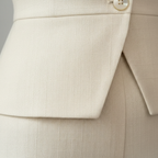 Women's Tailored Wide-Leg Cream Trouser Set – Elegant Waistcoat Cut