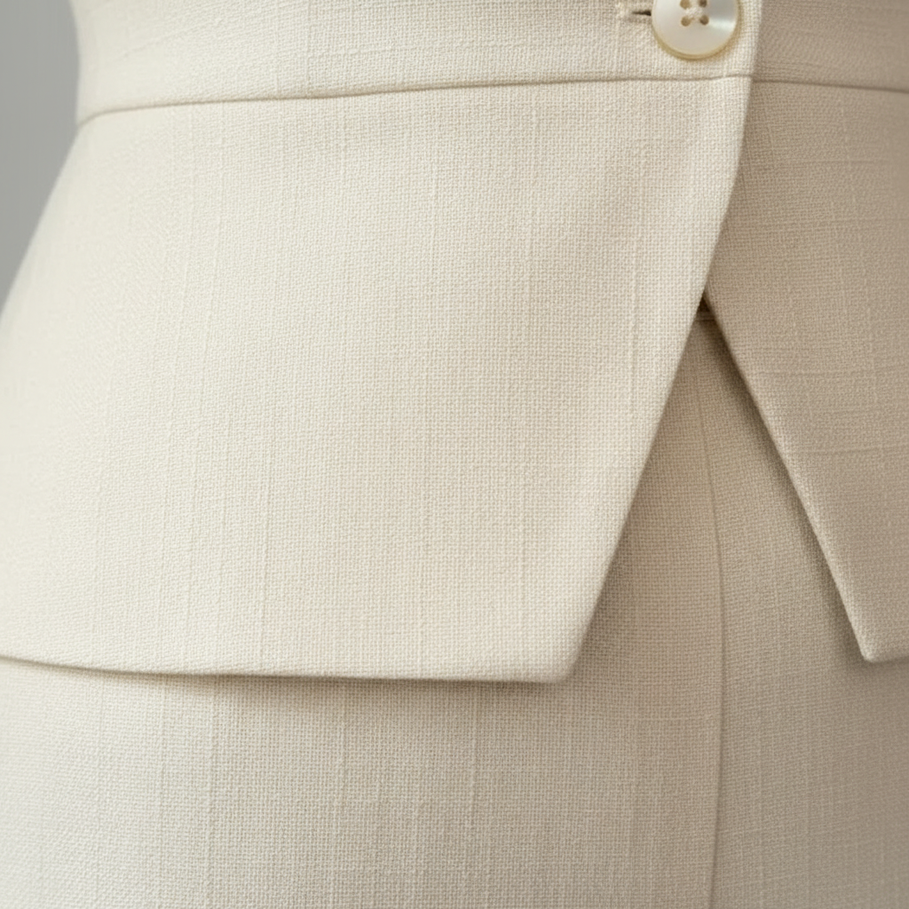 Women's Tailored Wide-Leg Cream Trouser Set – Elegant Waistcoat Cut