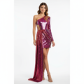 Amelia | Women's One-Shoulder Sleeve Midi Dress And Asymmetric Drape | Party
