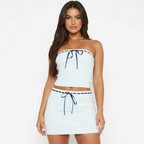 Ava | Women's Mini Skirt With Ruched Waist And Drawstring Detail | Casual