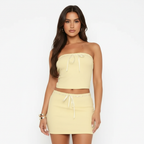 Ava | Women's Mini Skirt With Ruched Waist And Drawstring Detail | Casual