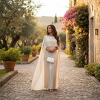 Charlotte | Women's Wedding Guest Dress With Draped Cape And Loose Fit | Elegant