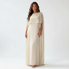 Charlotte | Women's Wedding Guest Dress With Draped Cape And Loose Fit | Elegant