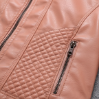Emma | Women's Leather Jacket With Zip Closure And Quilted Panels | Biker