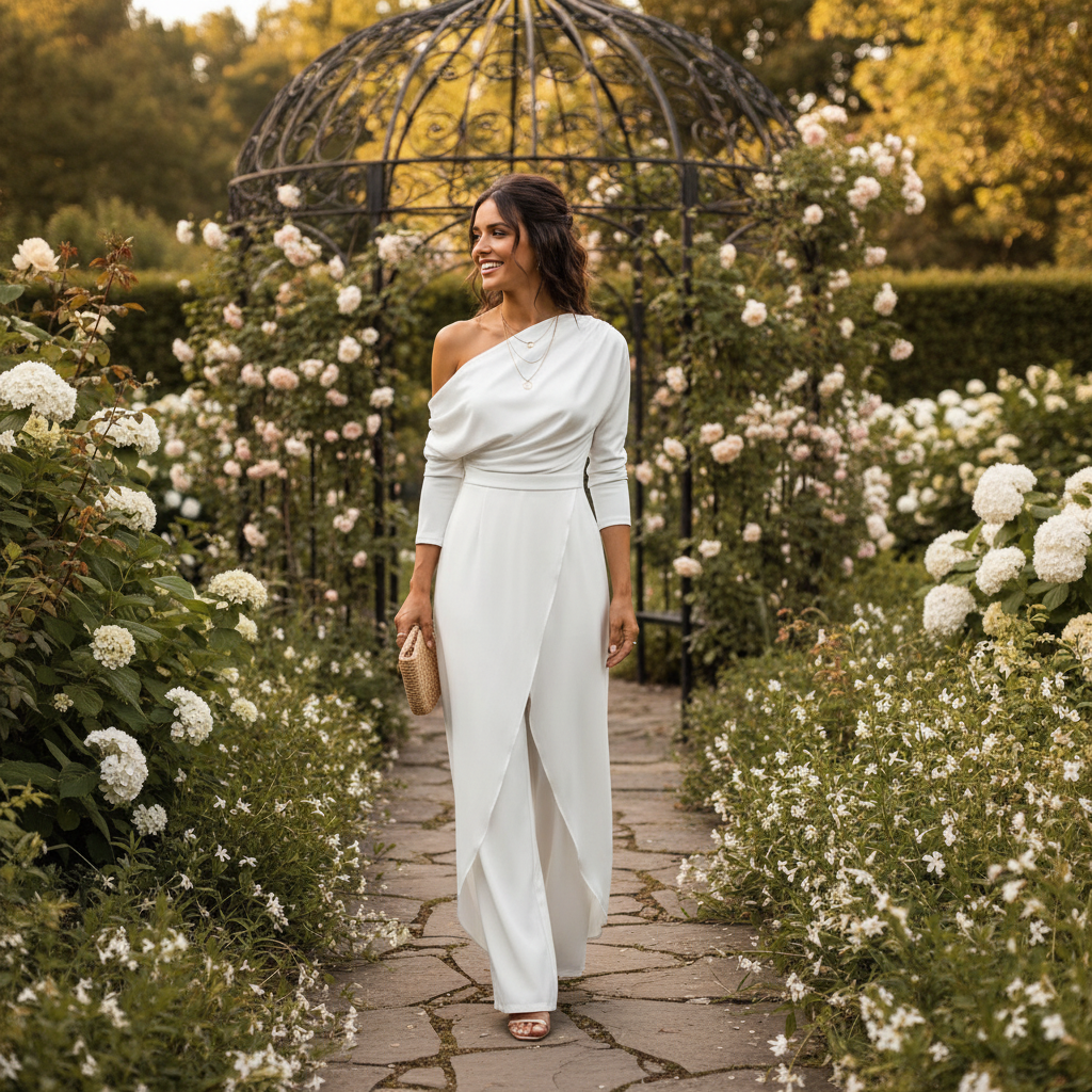 Liora | Women's One Shoulder Maxi Long Sleeve Dress With Asymmetric Neckline