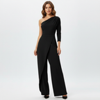 Liora | Women's One Shoulder Maxi Long Sleeve Dress With Asymmetric Neckline