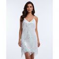 Olivia | Women's Sparkle Mini Dress With Spaghetti Straps And Fringe Hem | Glamorous